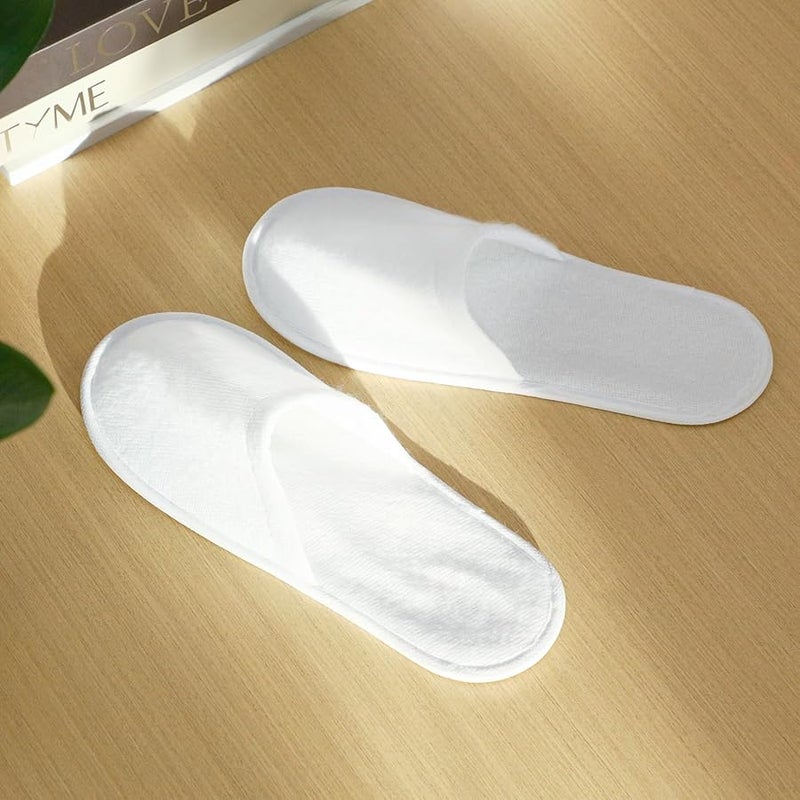 NOLITOY 12 Pairs White Disposable Slippers Non Slip Indoor Hotel Travel Wedding Closed Toe - Image 5